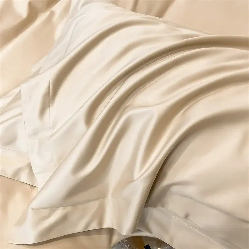 Luxurious light blue satin duvet cover set bedroom bedding