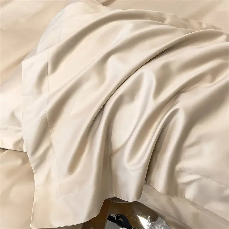 Luxurious gray satin duvet cover set bedroom stitched bedding