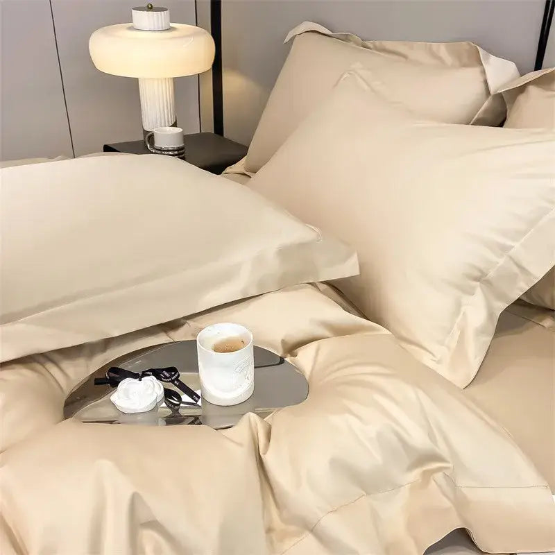 Luxurious white satin egyptian cotton duvet cover bedroom bedding