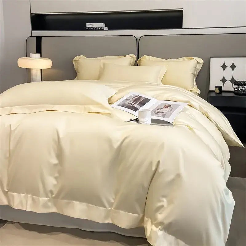 Luxurious light blue satin piece duvet cover set bedroom bedding