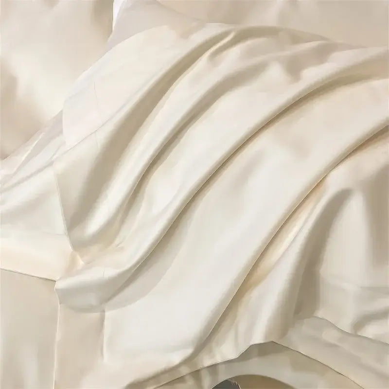 Luxurious light blue satin 3 piece duvet cover bedroom bedding set