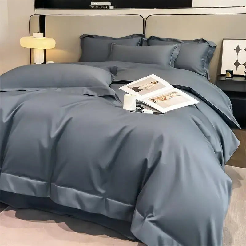 Luxurious mustard yellow satin duvet cover set bedroom bedding