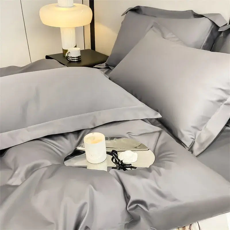 Luxurious gray 1000tc egyptian cotton duvet cover bedroom set