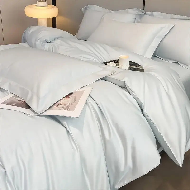 Luxurious white satin egyptian cotton duvet cover bedroom bedding