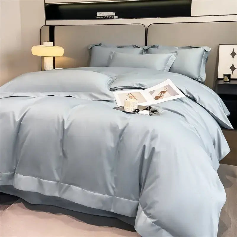 Luxurious white satin egyptian cotton duvet cover bedroom bedding