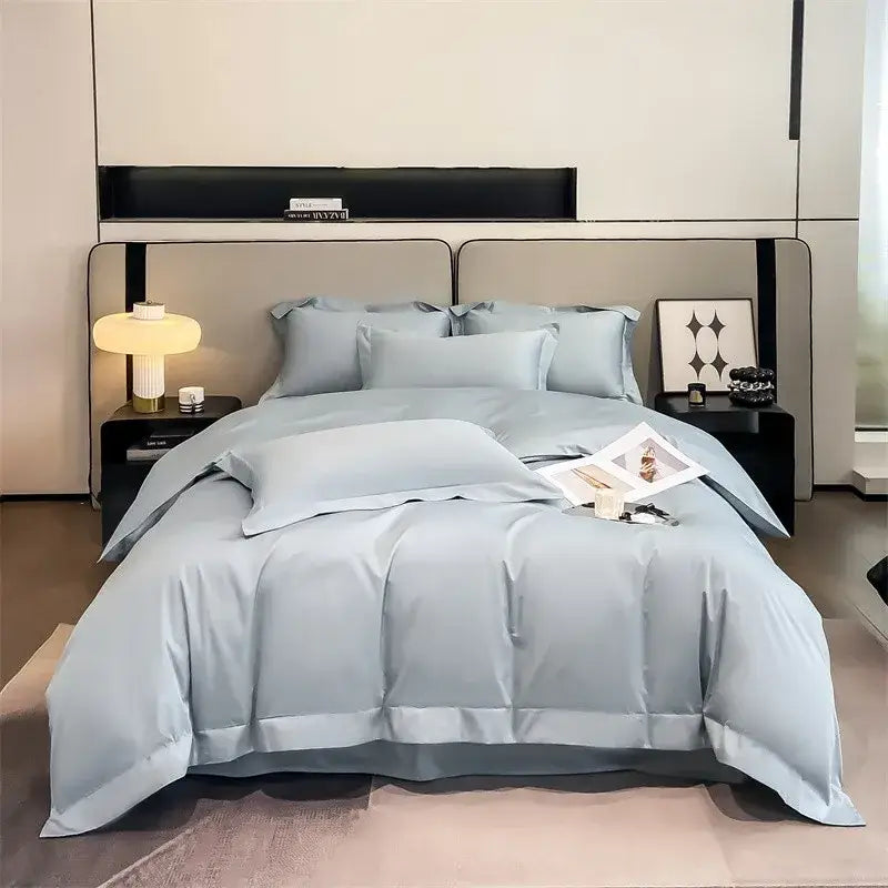 Luxurious white satin egyptian cotton duvet cover bedroom bedding