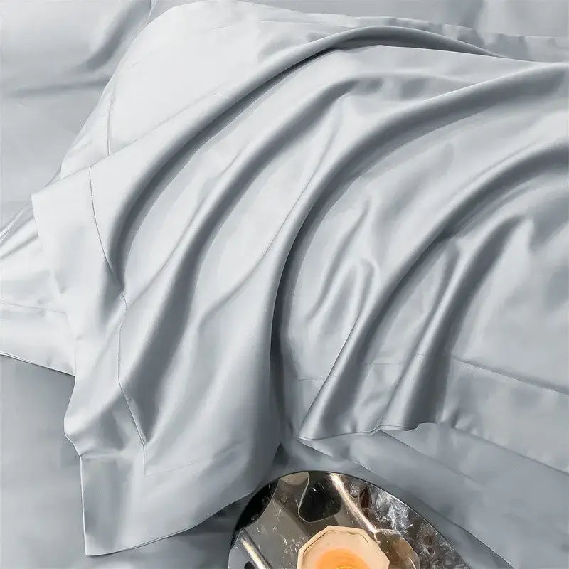 Luxurious gray satin piece duvet cover bedroom bedding set