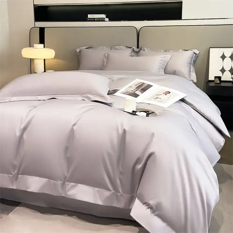 Luxurious gray 1000tc egyptian cotton duvet cover bedroom set