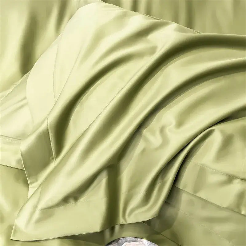 Luxurious gray satin duvet cover set bedroom stitched bedding