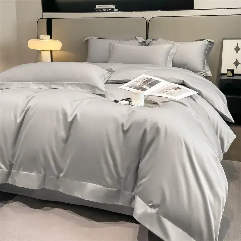 Luxurious mustard yellow satin duvet cover set bedroom bedding