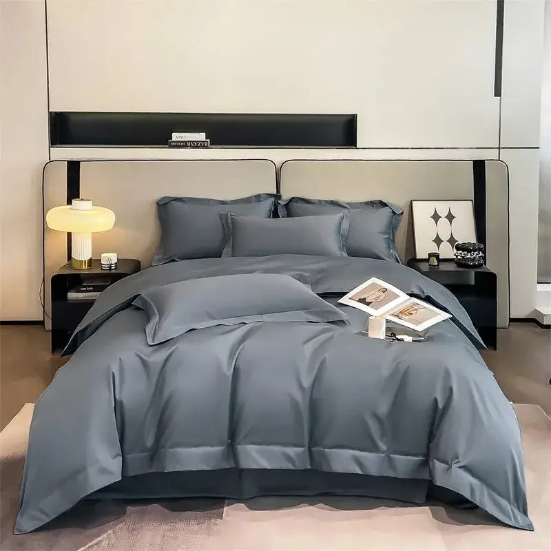 Slate blue egyptian cotton duvet cover set bedroom bedding