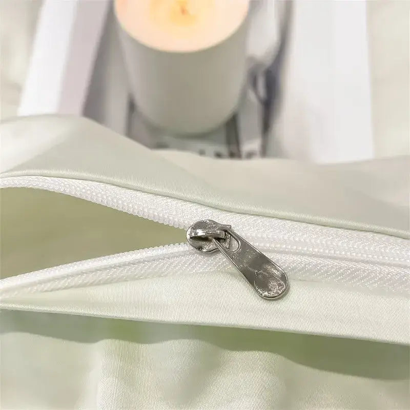Luxurious light blue satin duvet cover set bedroom bedding