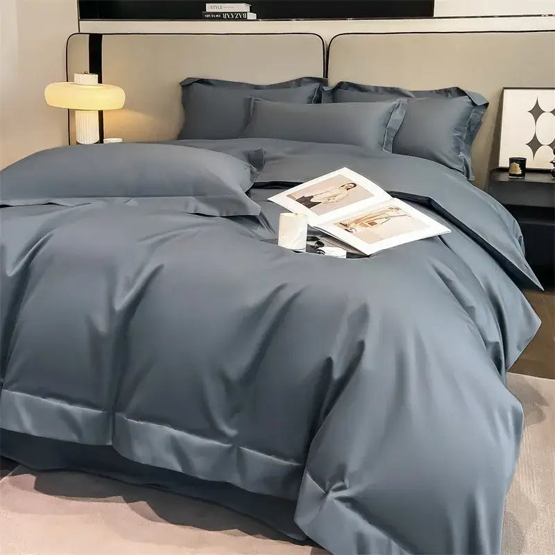 Luxurious gray 1000tc egyptian cotton duvet cover bedroom set