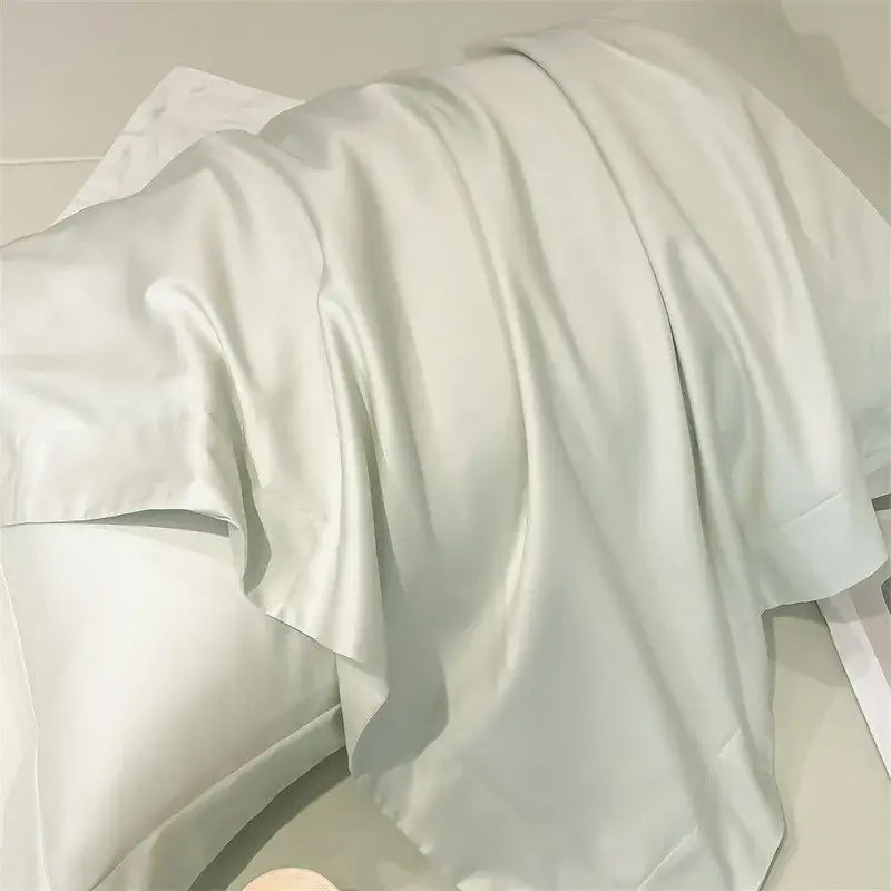 Luxurious white satin egyptian cotton duvet cover bedroom bedding