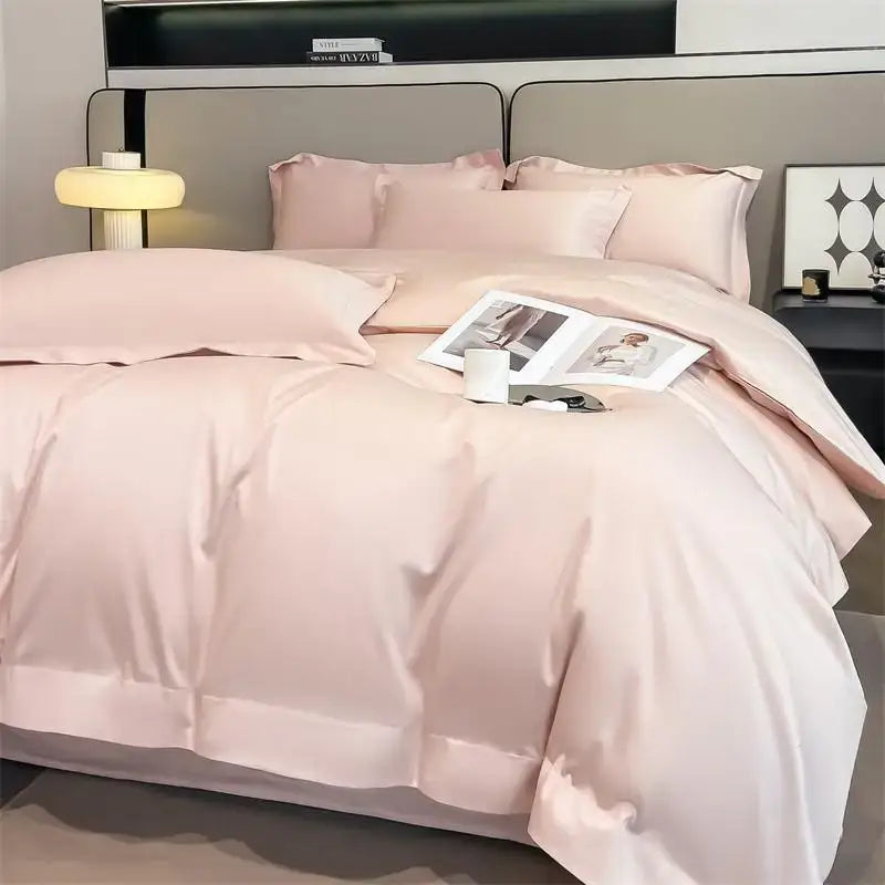 Luxurious white satin egyptian cotton duvet cover bedroom bedding