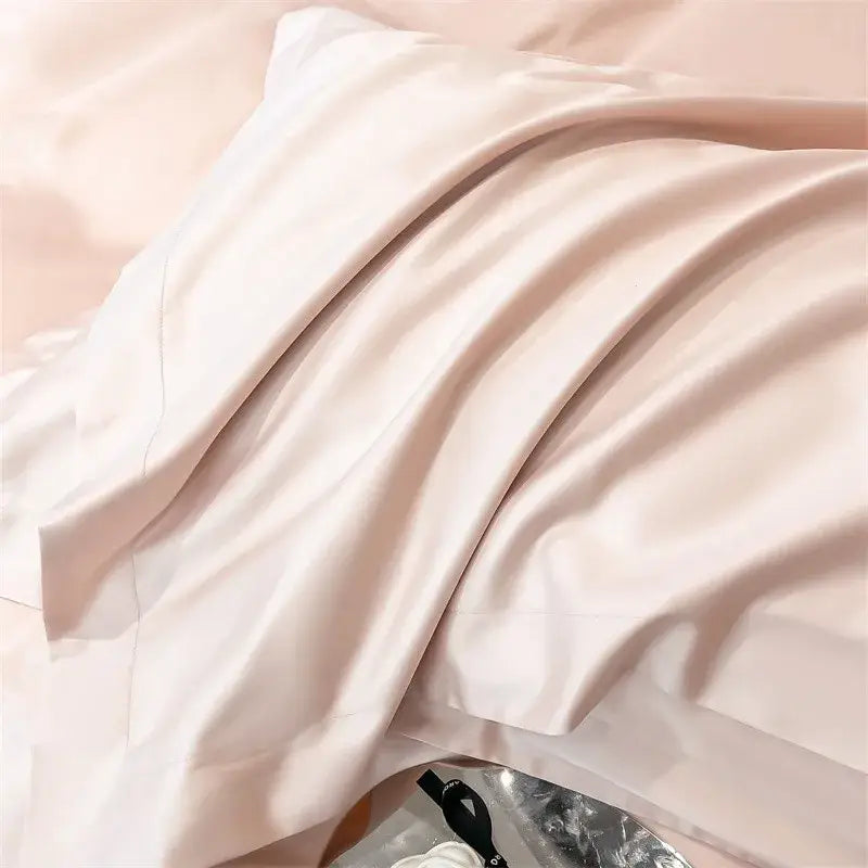 Luxurious light blue satin duvet cover set bedroom bedding