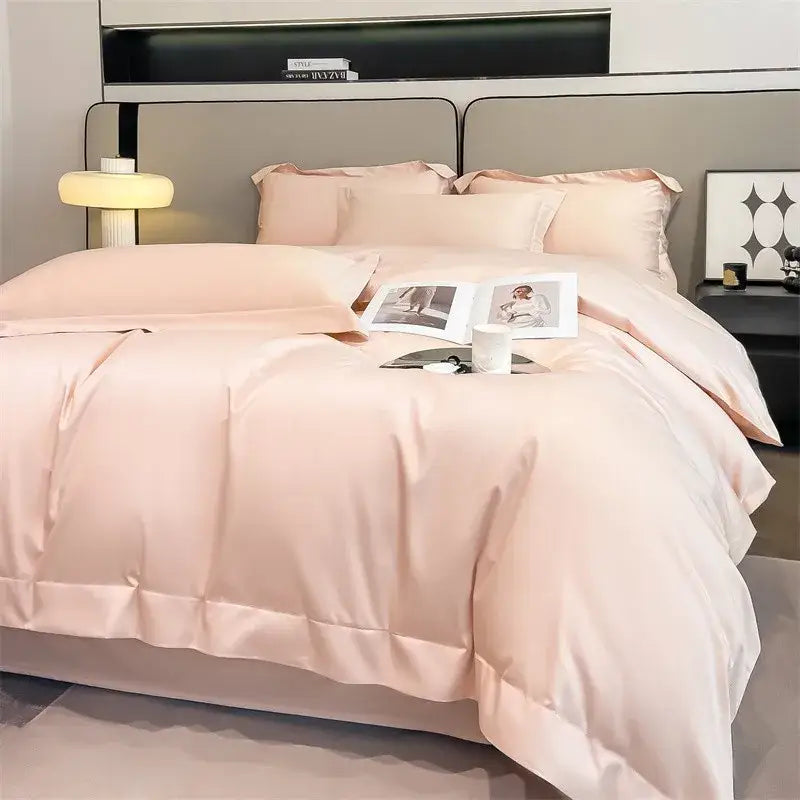 Luxurious gray satin duvet cover set bedroom stitched bedding