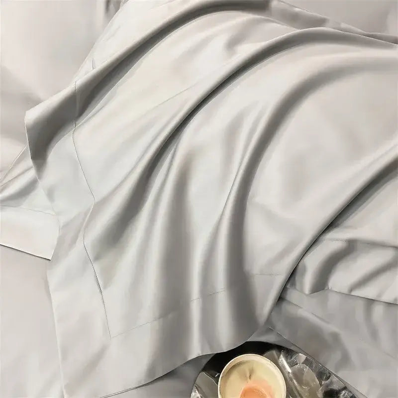 Luxurious white satin egyptian cotton duvet cover bedroom bedding