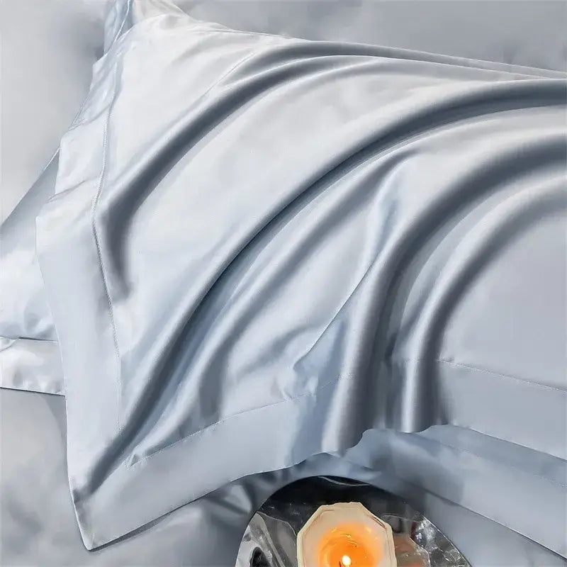 Luxurious white satin egyptian cotton duvet cover bedroom bedding