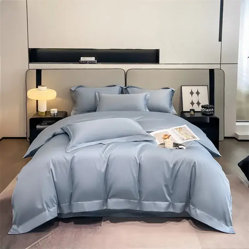 Luxurious white satin egyptian cotton duvet cover bedroom bedding