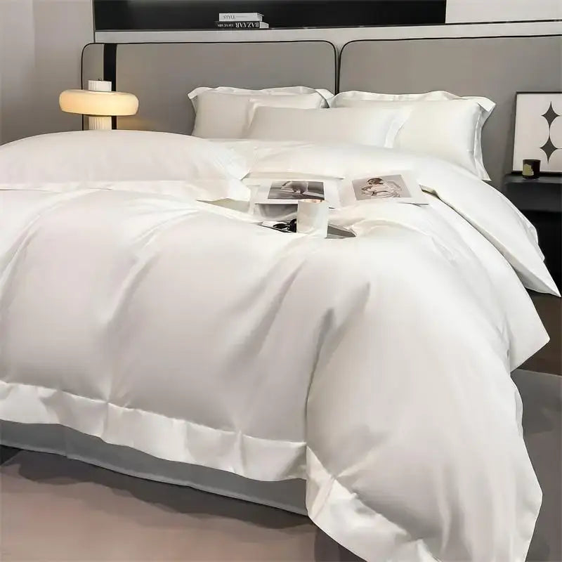 Luxurious light blue satin piece duvet cover set bedroom bedding