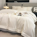 Luxurious white satin egyptian cotton duvet cover bedroom bedding set
