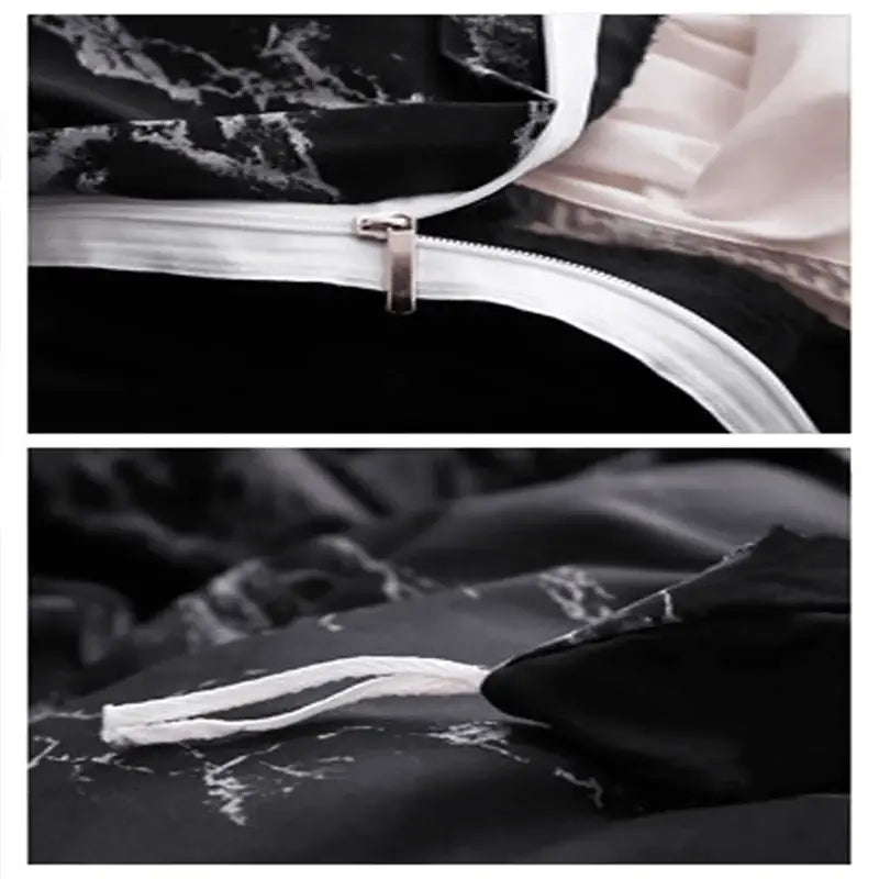 Modern minimalist black & gray marble duvet cover set bedroom bedding