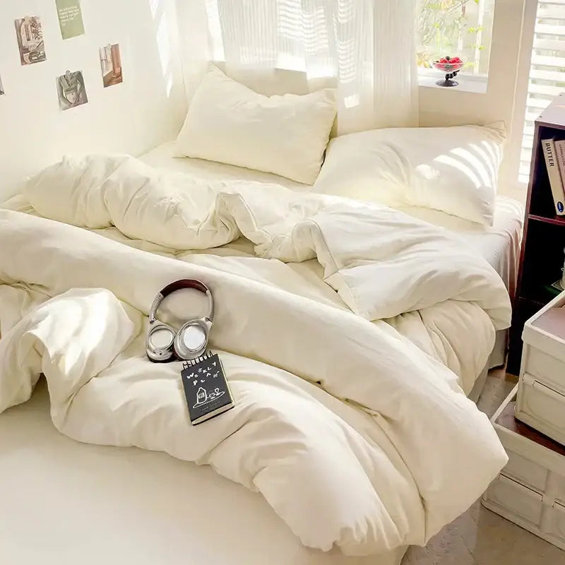 Luxurious cream cotton bedding set bedroom duvet cover