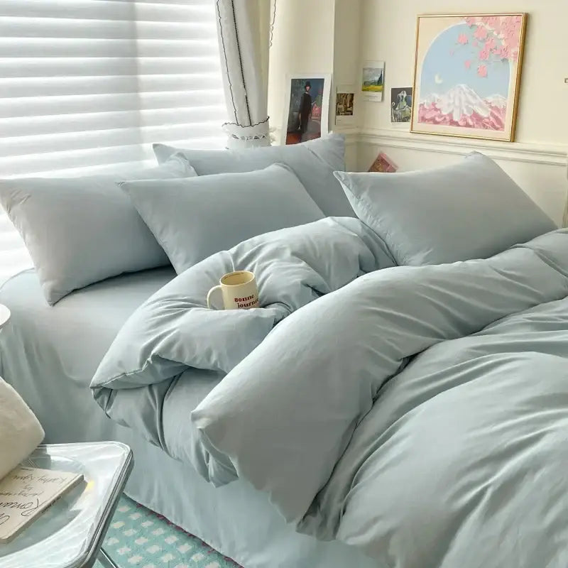 Luxurious white & dark gray cotton bedding set – bedroom duvet cover