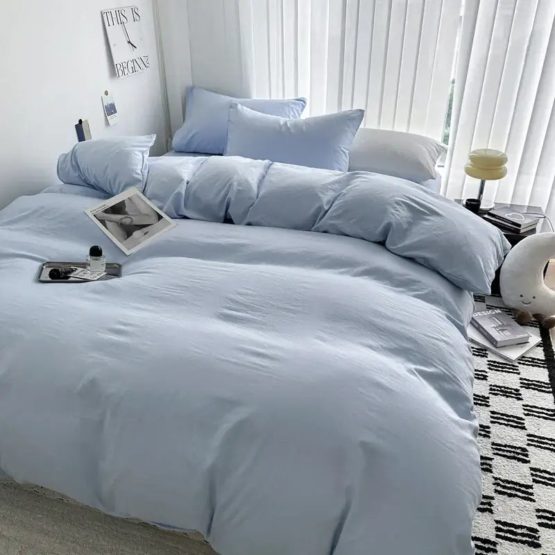 Luxurious gray cotton bedding set for bedroom soft duvet cover