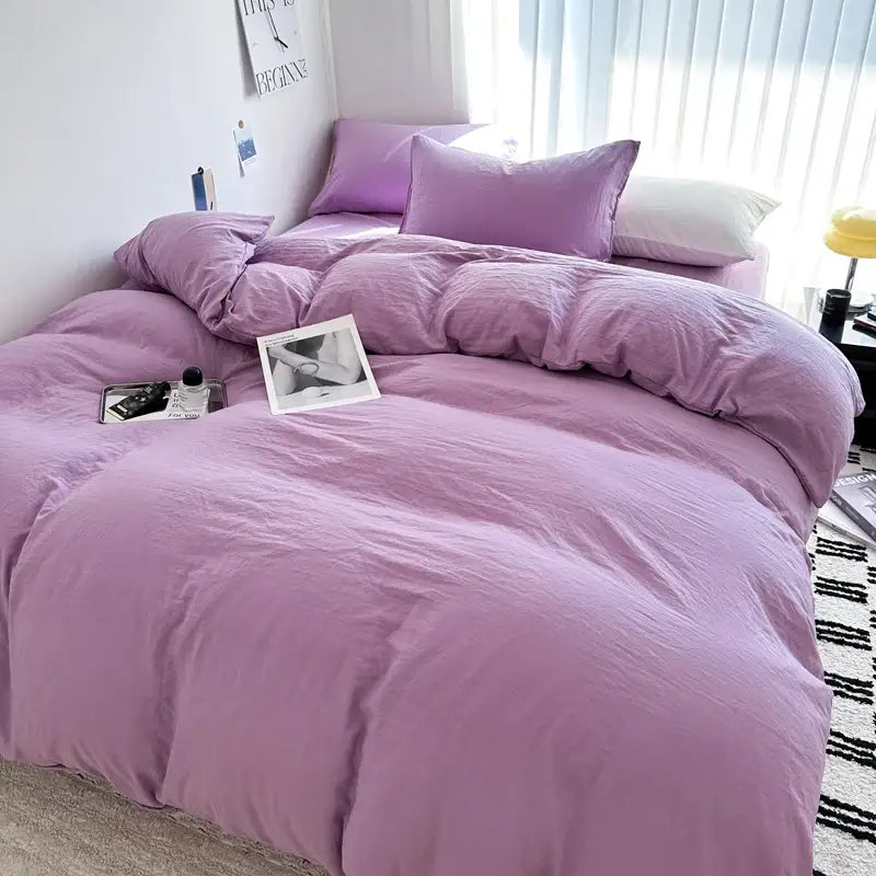 Luxurious gray cotton bedding set for bedroom soft duvet cover