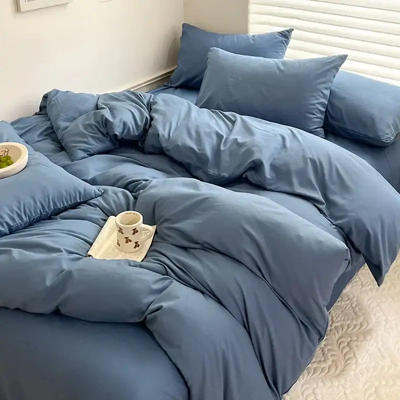 Luxurious gray cotton bedding set for bedroom soft duvet cover