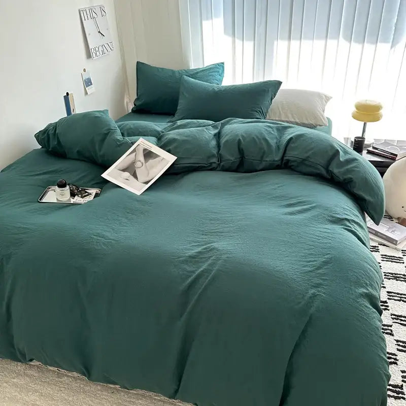 Luxurious gray cotton bedding set for bedroom soft duvet cover