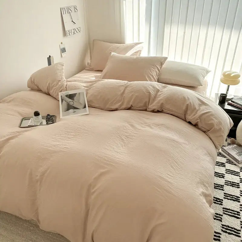 Luxurious gray cotton bedding set bedroom duvet and pillows