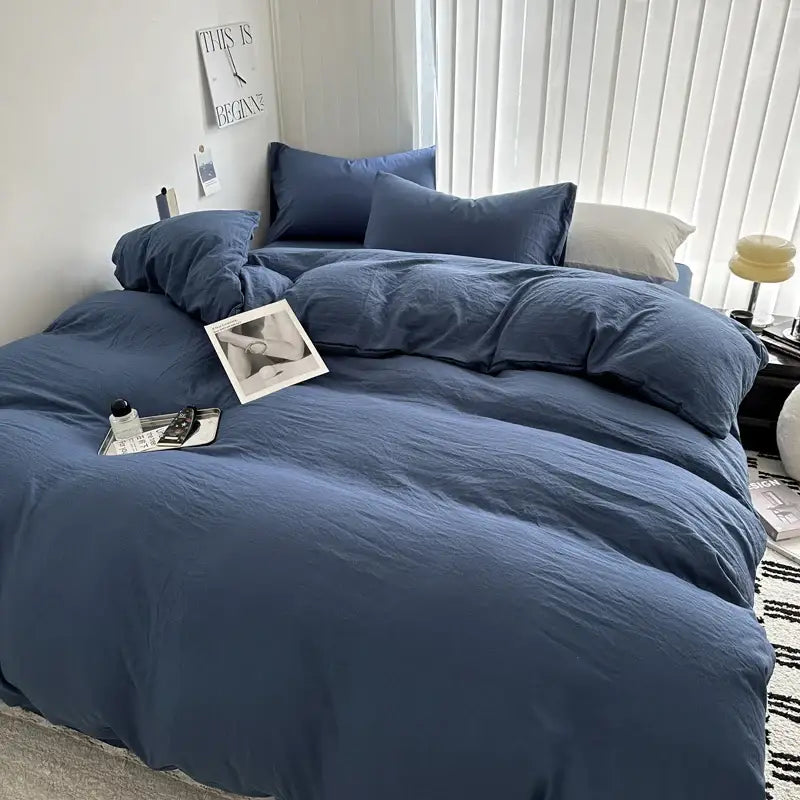 Luxurious gray cotton bedding set – bedroom duvet with pillows