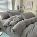 Luxurious white & dark gray duvet cover bedding set bedroom
