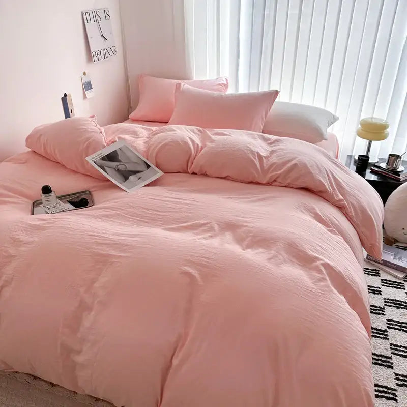 Luxurious gray cotton bedding set – bedroom duvet with pillows