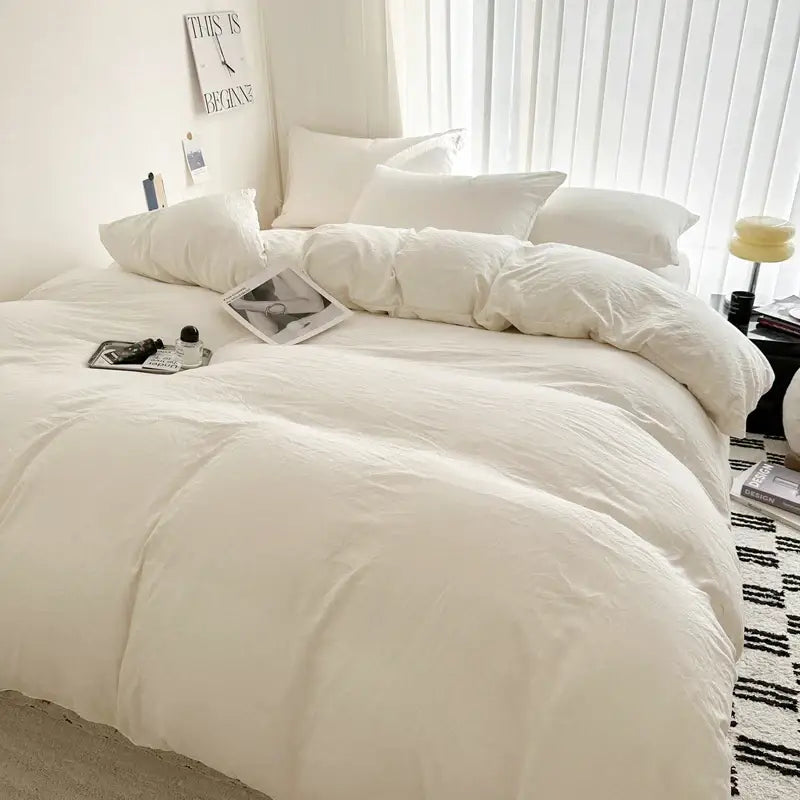 Luxurious gray cotton bedding set – bedroom duvet with pillows