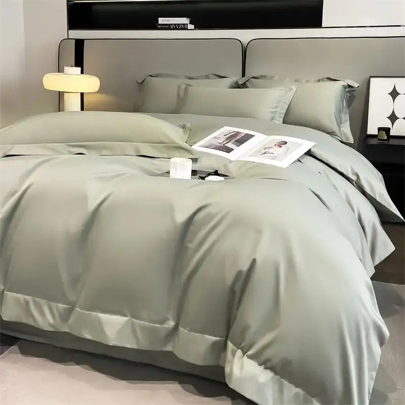 Sage green satin 1000tc duvet cover bedroom bedding set