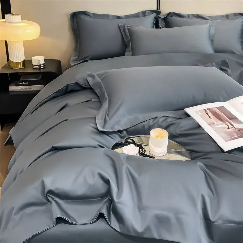 Lavender satin duvet cover set bedroom egyptian cotton bedding