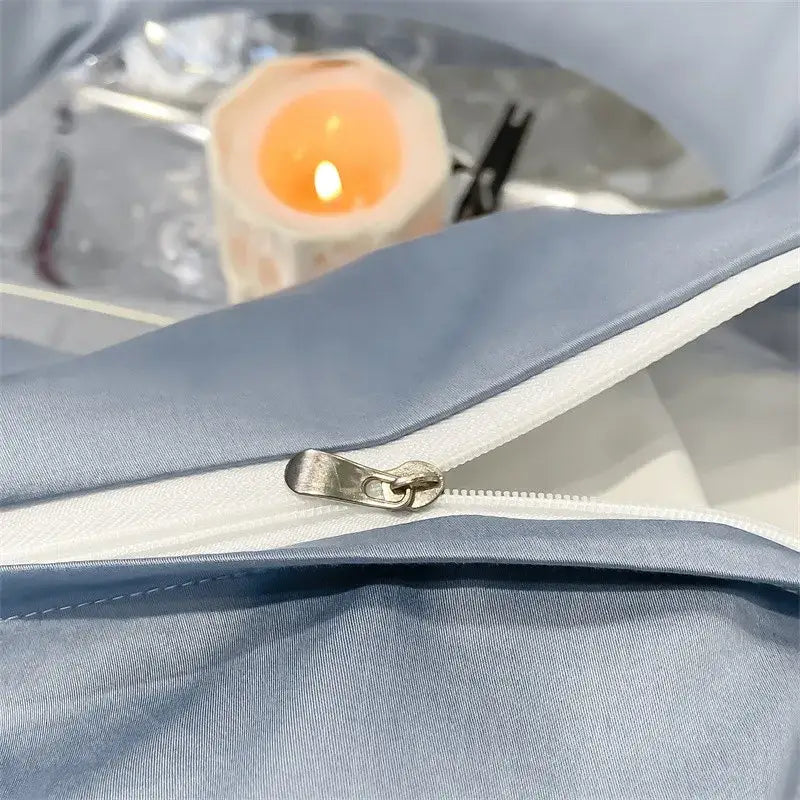 Lavender satin duvet cover set bedroom egyptian cotton bedding