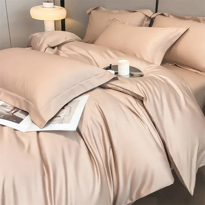 Lavender satin duvet cover set bedroom egyptian cotton bedding