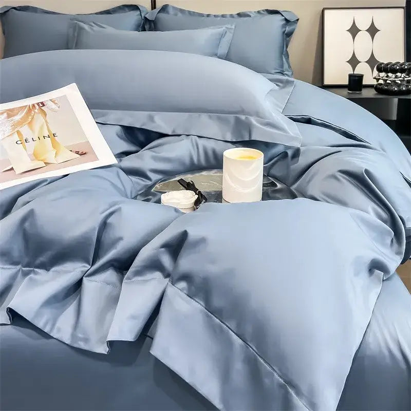Lavender satin duvet cover set bedroom egyptian cotton bedding