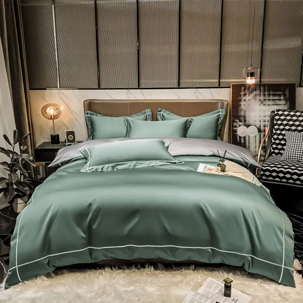 Luxurious navy & gold egyptian cotton duvet cover set bedroom