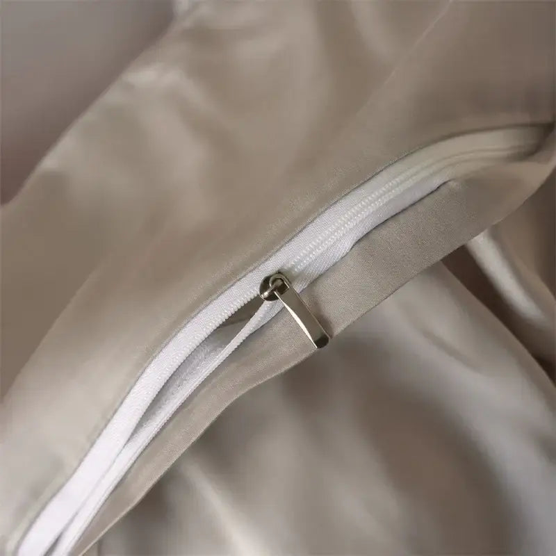 Luxurious beige lyocell silk duvet cover set bedroom bedding