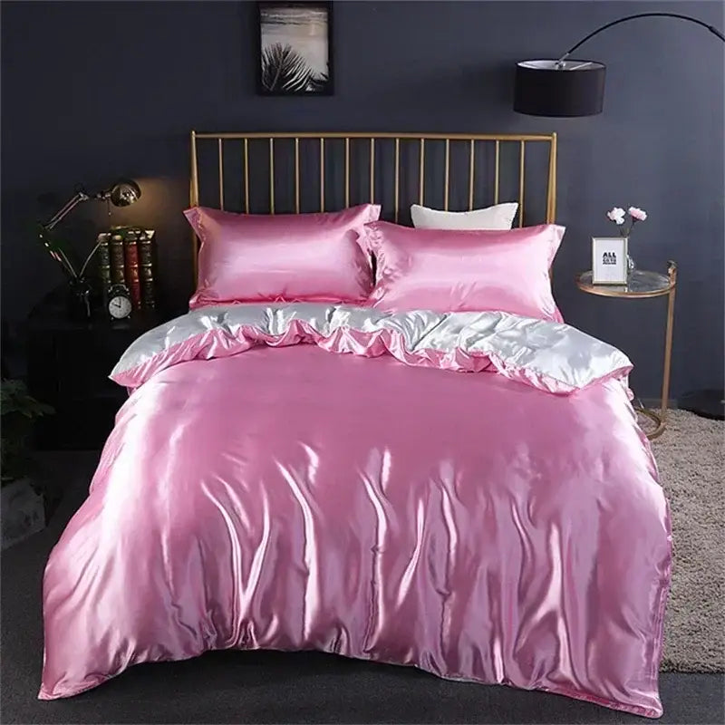Luxurious pink mulberry silk bedding set for bedroom comfort