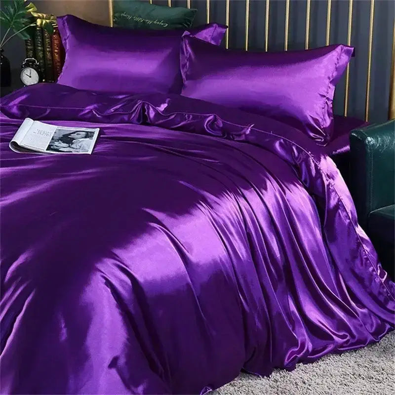 Luxurious deep blue mulberry silk duvet cover bedding set bedroom