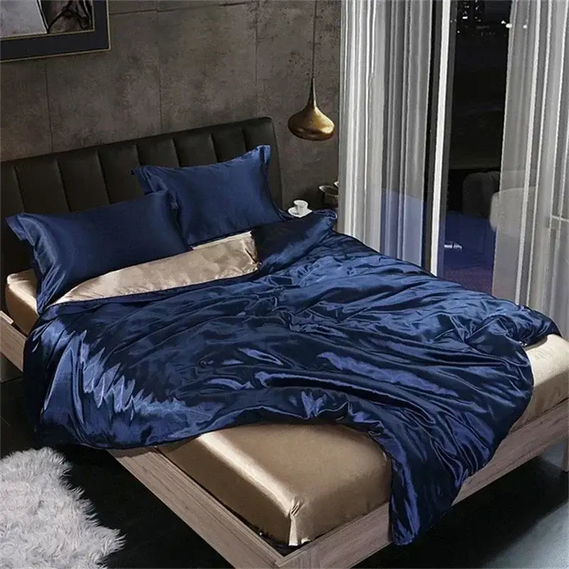 Copper & gold satin duvet cover bedding set bedroom luxury