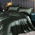 Luxurious dark green satin bedding set bedroom duvet cover