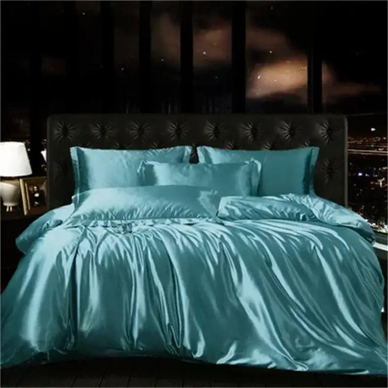 Copper & gold satin duvet cover bedding set bedroom luxury
